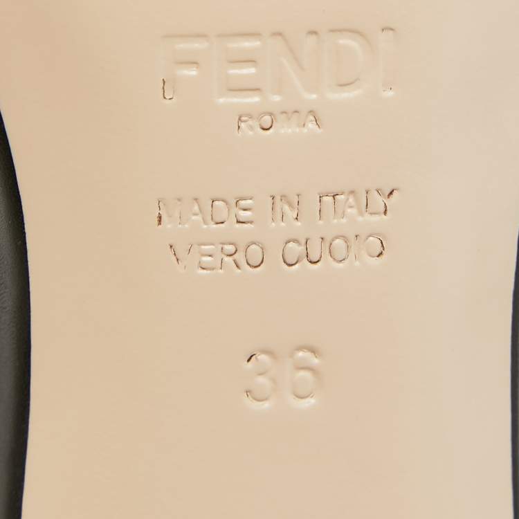 Pre Owned Fendi Black/Blue Zucca Velvet and Leather Slide Sandals Size 36