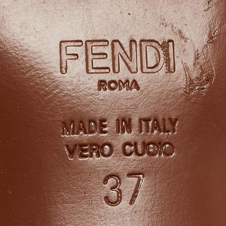 Pre Owned Fendi Brown/Black Zucca Mesh and Leather Colibri Pumps Size 37