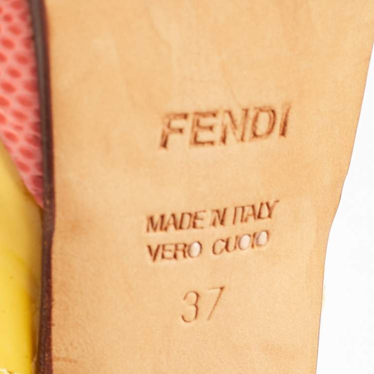 Pre Owned Fendi Tricolor Embossed Lizard and Patent Leather Fendista Pumps Size 37