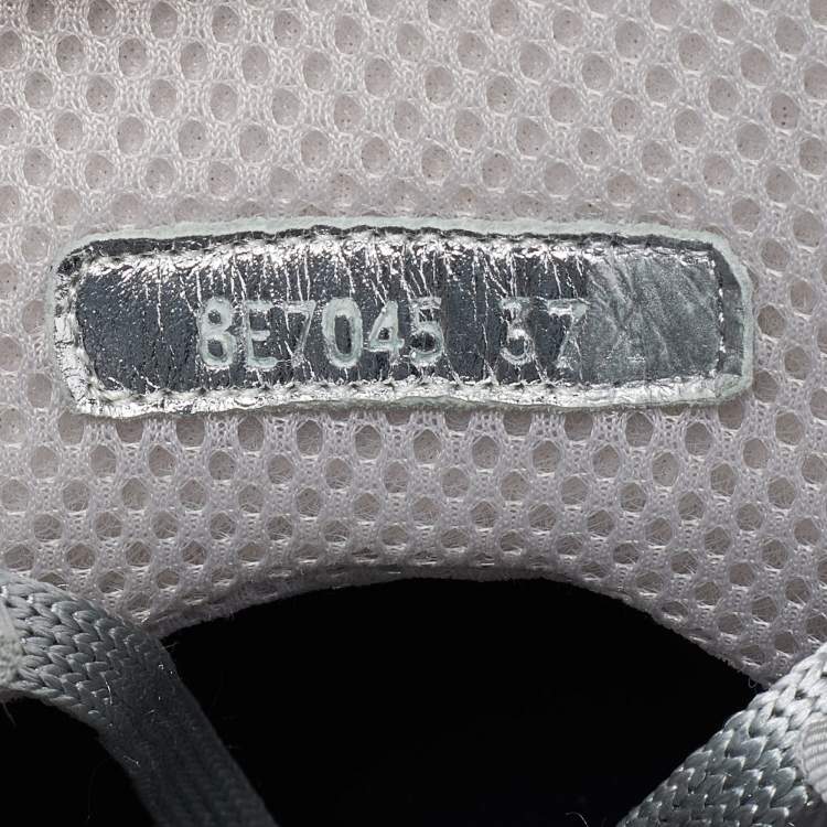 Pre Owned Fendi X Nicki Minaj Silver Laminated Leather High Top Sneakers 37.5