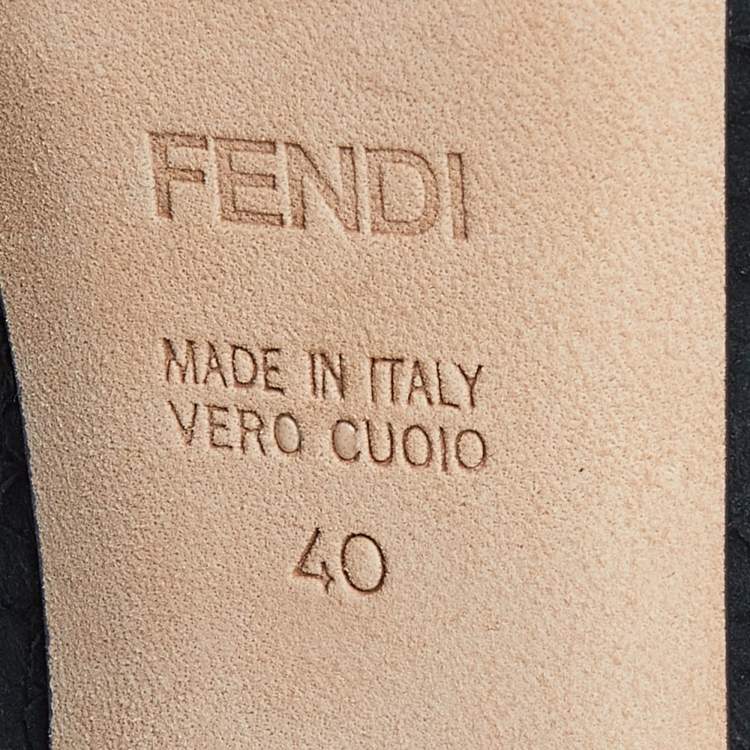 Pre Owned Fendi Black Python Embossed Leather FF Logo Heel Platform Pumps Size 40