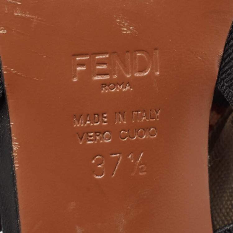 مملوكة مسبقًا Fendi Black/Brown Zucca Mesh Colibri Slingback Pumps Size 37.5 