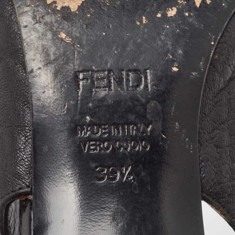 Pre Owned Fendi Black Leather Buckle Detail Slingback Pumps Size 39.5