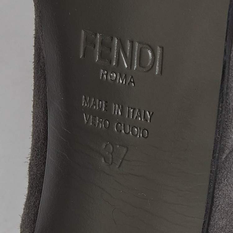 مملوكة مسبقًا Fendi Grey Suede Fendista Platform Pumps Size 37