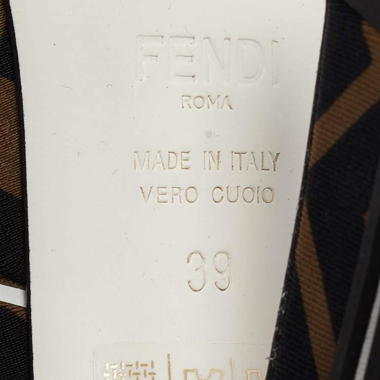 Pre Owned Fendi Brown/Black Zucca Fabric FFreedom Pumps Size 39