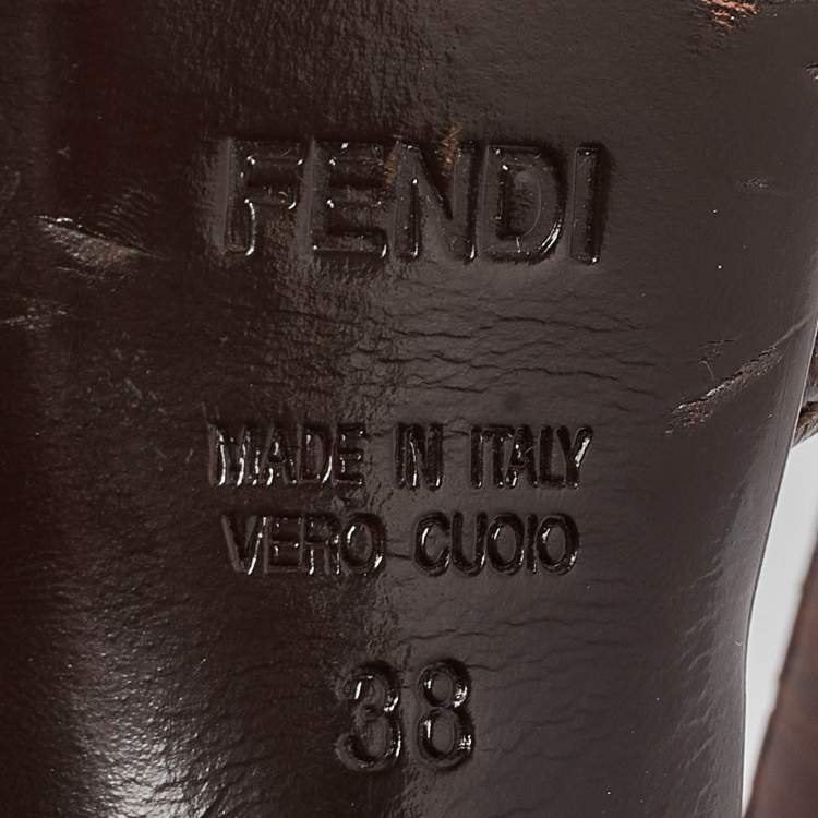 Pre Owned Fendi Black Leather Platform Slingback Sandals Size 38