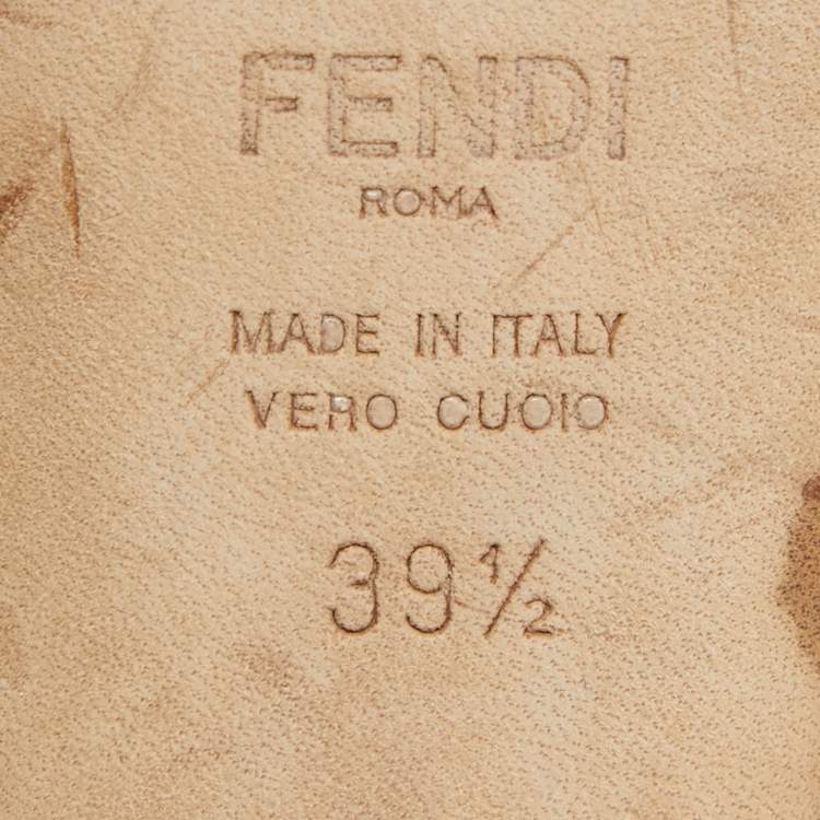 Pre Owned Fendi Brown Zucca Canvas Block Heel Slide Sandals Size 39.5