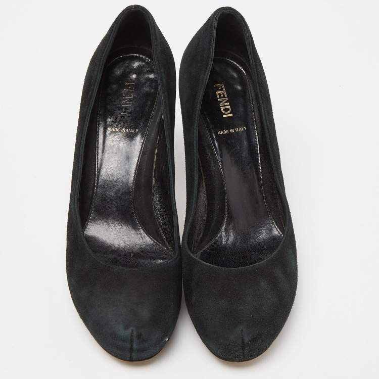 Pre Owned Fendi Black Suede Zucca Heel Pumps Size 37