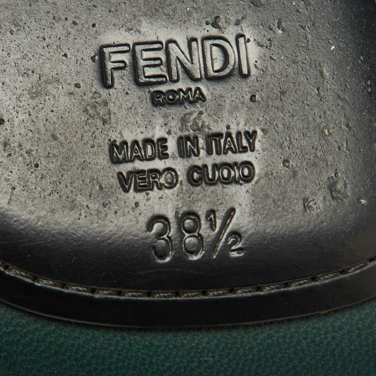 Pre Owned Fendi Black Ruffled Leather Mules Size 38.5