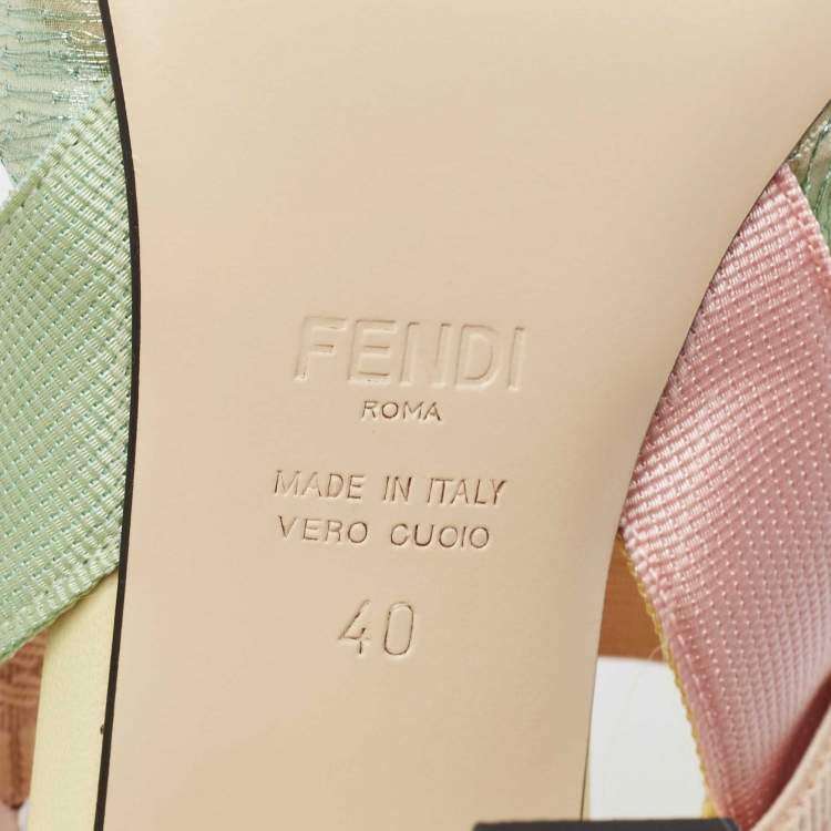 Pre Owned Fendi Multicolor Beaded Mesh Colibri Slingback Pumps Size 40