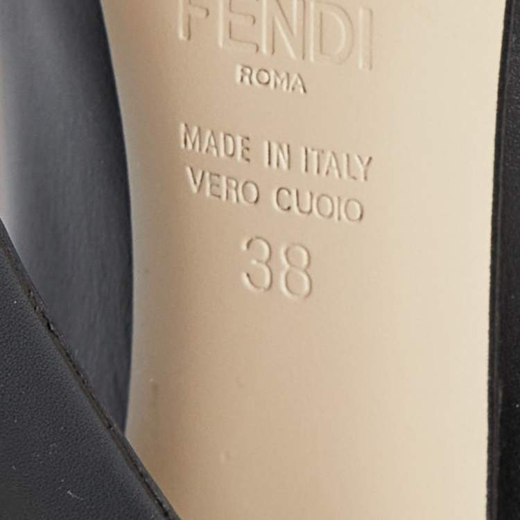 Pre Owned Fendi Black/Beige Leather Pointed Toe Pumps Size 38