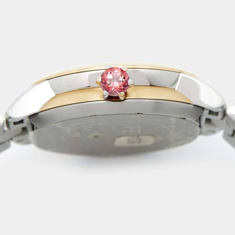 Pre Owned Fendi Mother of Pearl Diamond Topaz Two-Tone Stainless Steel IShine F121124500T01 Women's Wristwatch 33.50 mm