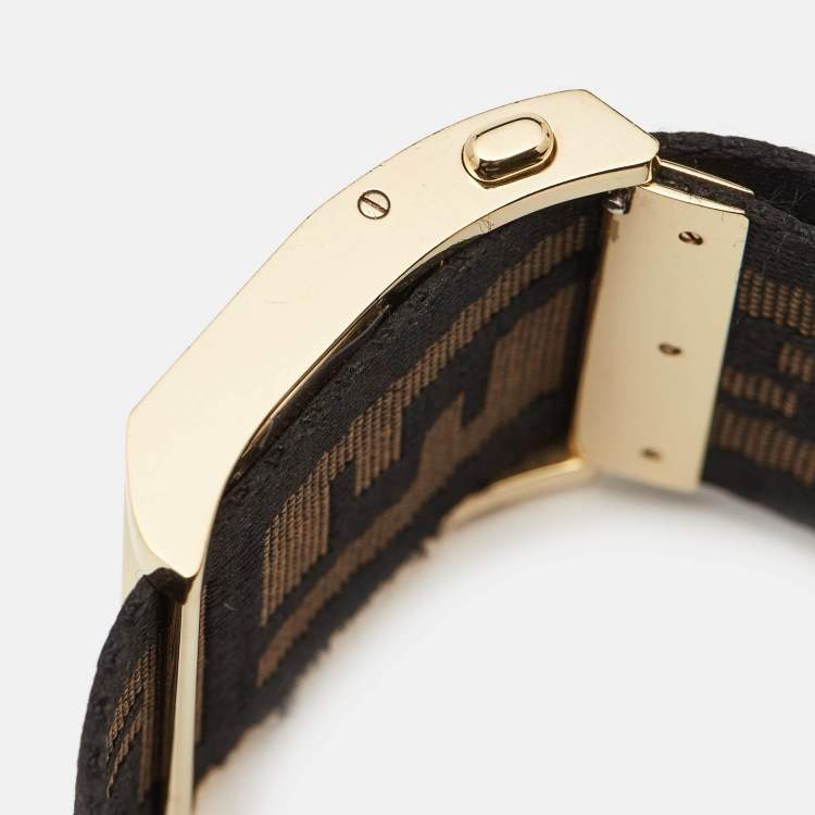 Pre Owned Fendi Black Gold Plated Stainless Steel Zip Code 1130G Women's Wristwatch 45.50 mm