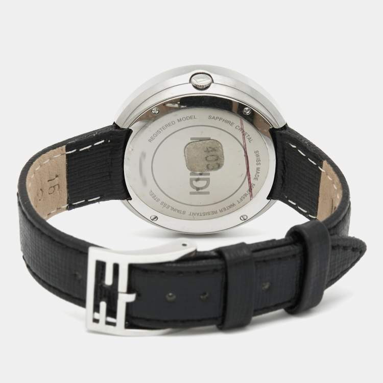 Pre Owned Fendi White Stainless Steel Leather My Way 35000M Women's Wristwatch 36 mm