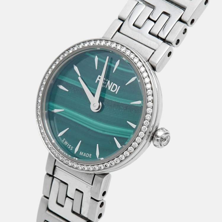 Pre Owned Fendi Green Stainless Steel Forever Fendi F103110901 Women's Wristwatch 19 mm
