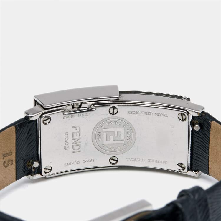 Pre Owned Fendi Diamond Paved Stainless Steel Leather Secret 5400L Women's Wristwatch 18 mm