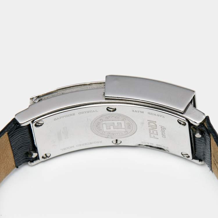 Pre Owned Fendi Diamond Paved Stainless Steel Leather Secret 5400L Women's Wristwatch 18 mm
