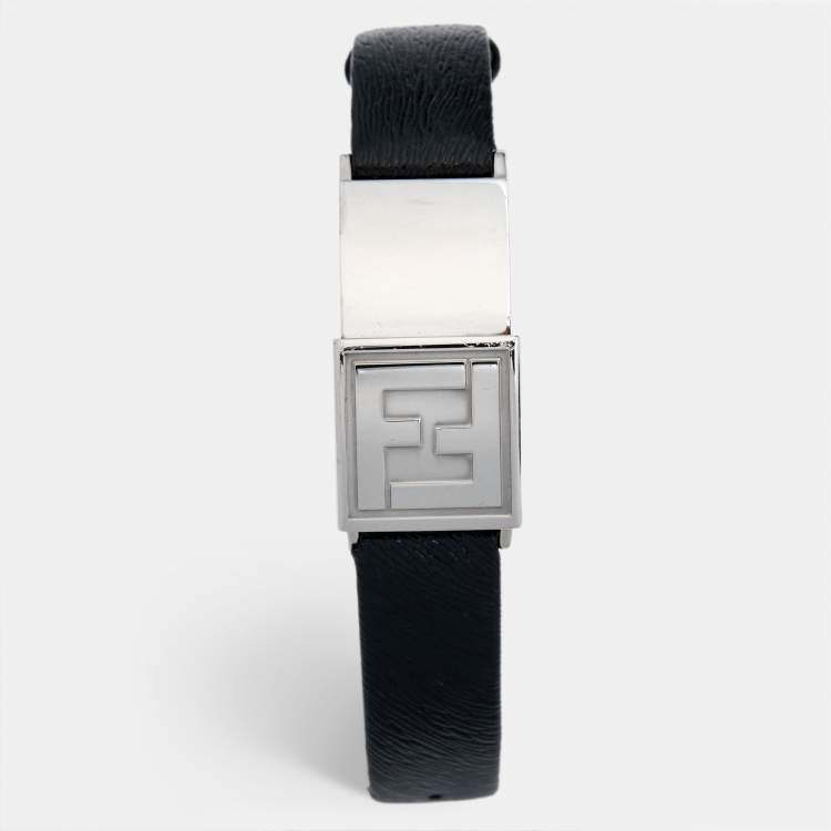 Pre Owned Fendi Diamond Paved Stainless Steel Leather Secret 5400L Women's Wristwatch 18 mm