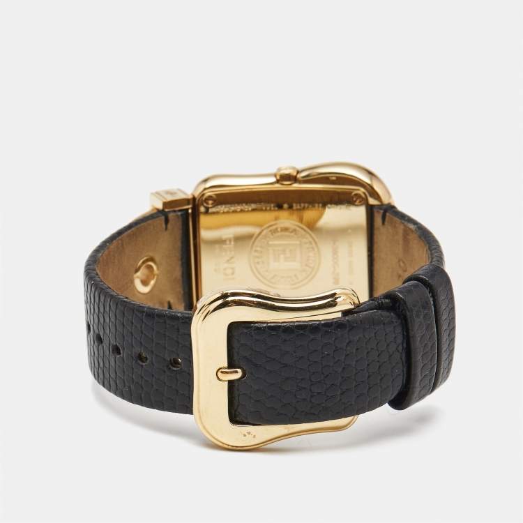 Pre Owned Fendi Mother of Pearl Gold Plated Stainless Steel Leather B.Fendi 3800G Women's Wristwatch 33 mm