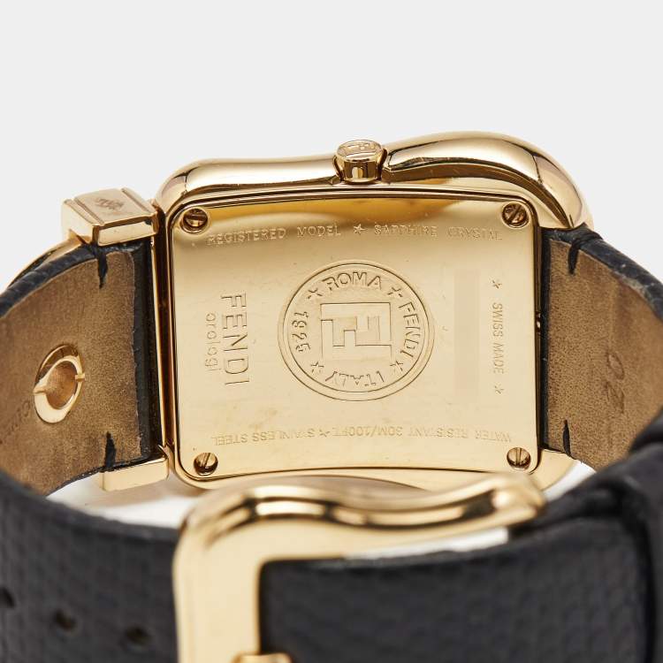 Pre Owned Fendi Mother of Pearl Gold Plated Stainless Steel Leather B.Fendi 3800G Women's Wristwatch 33 mm