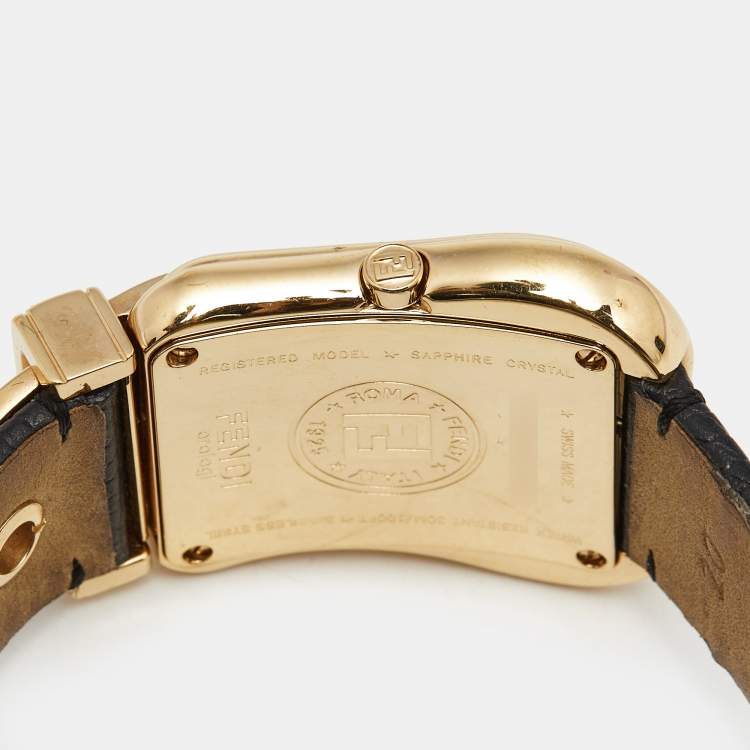 Pre Owned Fendi Mother of Pearl Gold Plated Stainless Steel Leather B.Fendi 3800G Women's Wristwatch 33 mm