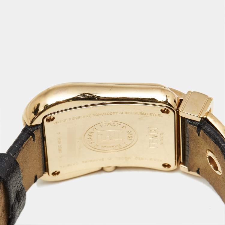 Pre Owned Fendi Mother of Pearl Gold Plated Stainless Steel Leather B.Fendi 3800G Women's Wristwatch 33 mm