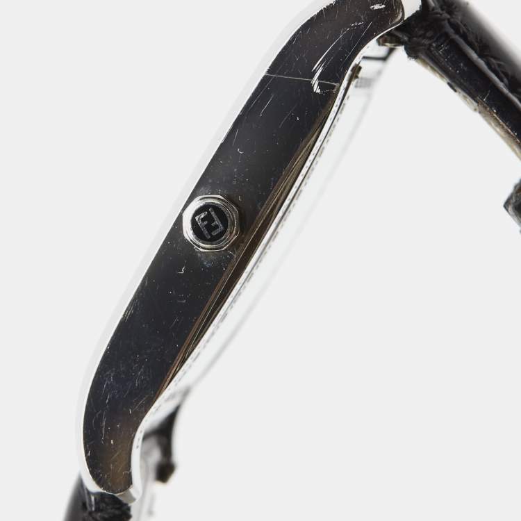 Pre Owned Fendi 7600M Black Dial Stainless Steel Alligator Leather Women's Wristwatch 27 mm