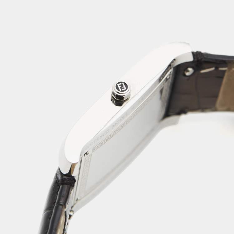 Pre Owned Fendi 7600M Black Dial Stainless Steel Alligator Leather Women's Wristwatch 27 mm