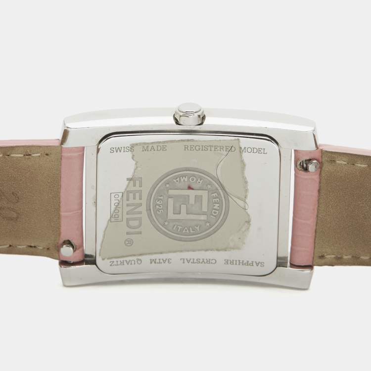 Pre Owned Fendi 7000G Mother OF Pearl Dial Stainless Steel Alligator Leather Women's Wristwatch 27 mm