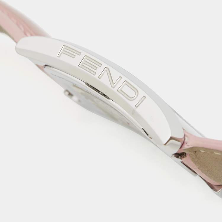 Pre Owned Fendi 7000G Mother OF Pearl Dial Stainless Steel Alligator Leather Women's Wristwatch 27 mm