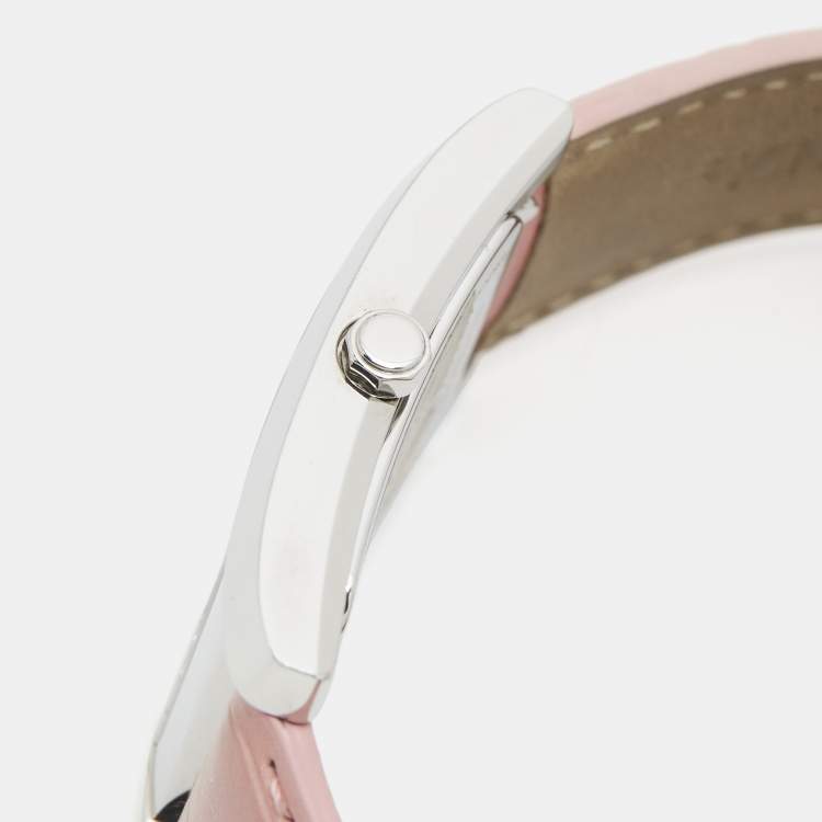 Pre Owned Fendi 7000G Mother OF Pearl Dial Stainless Steel Alligator Leather Women's Wristwatch 27 mm