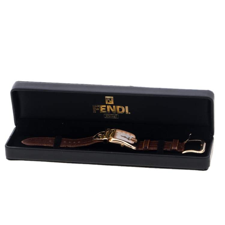 Pre Owned Fendi Mother Of Pearl Rose Gold Tone B. Fendi Women's Wristwatch 32MM