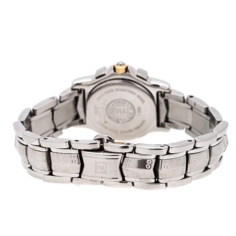 Pre Owned Fendi White Two-Tone Stainless Steel Vintage Orologi 3500L Women's Wristwatch 26 mm