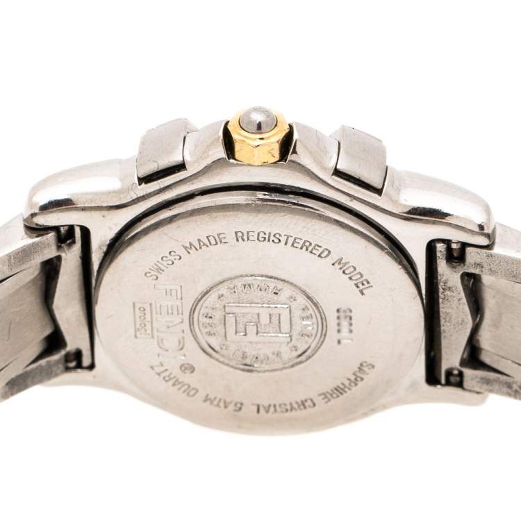 Pre Owned Fendi White Two-Tone Stainless Steel Vintage Orologi 3500L Women's Wristwatch 26 mm