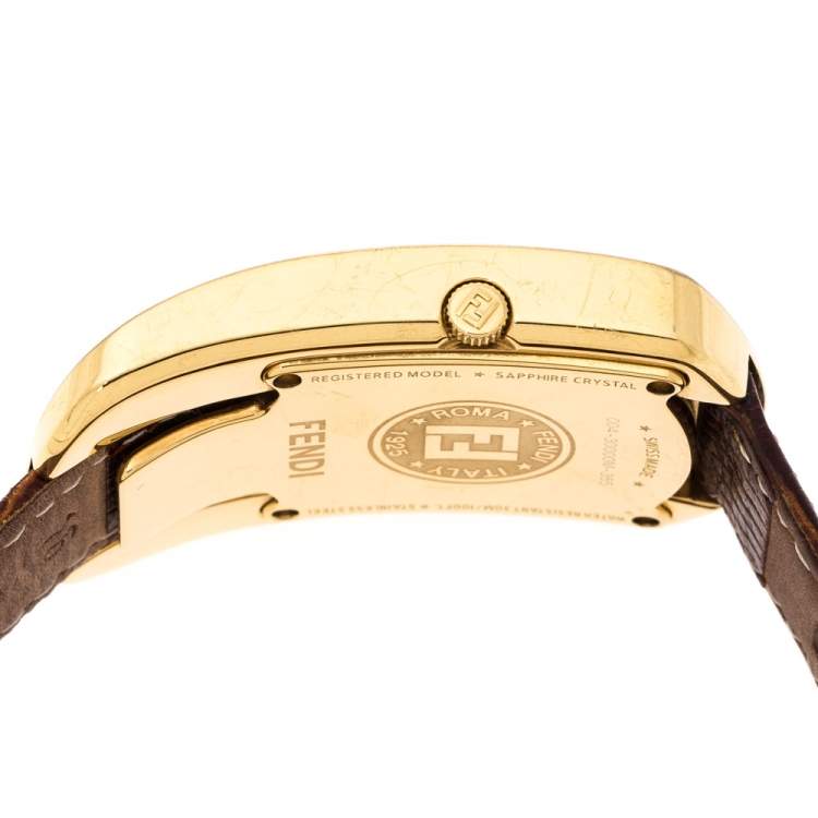 Pre Owned Fendi Yellow Gold Plated Steel Diamond Chameleon 30000M Women's Wristwatch 29 mm