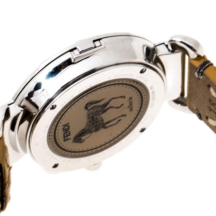 Pre Owned Fendi  Silver White Stainless Steel Selleria F89034H Women's Wristwatch 39 mm