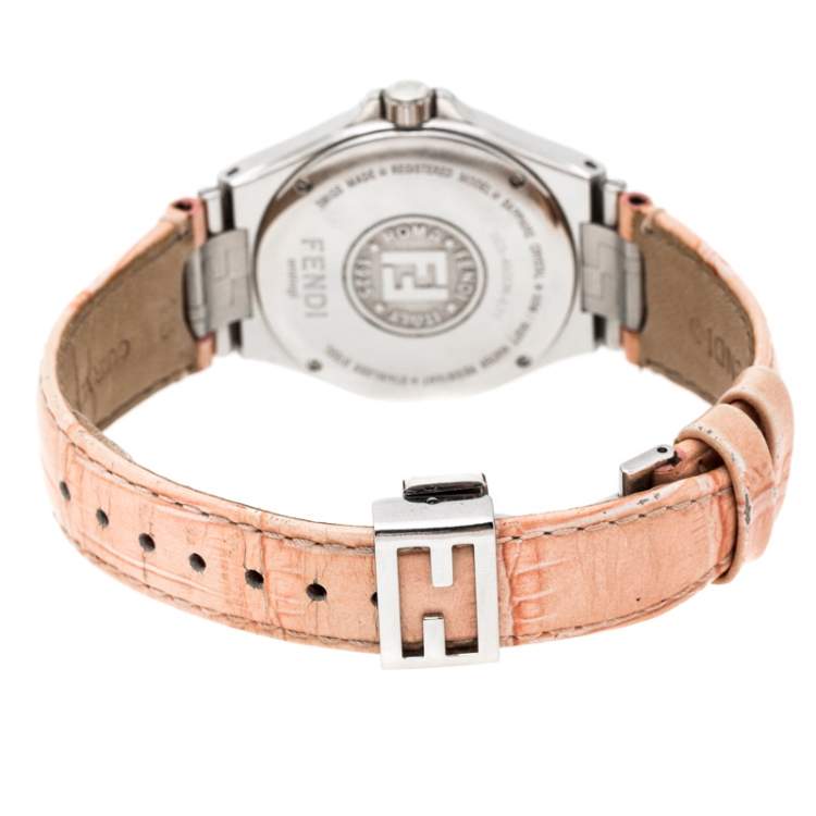 Pre Owned Fendi Pink Mother of Pearl Stainless Steel High Speed 4600M Women's Wristwatch 34 mm
