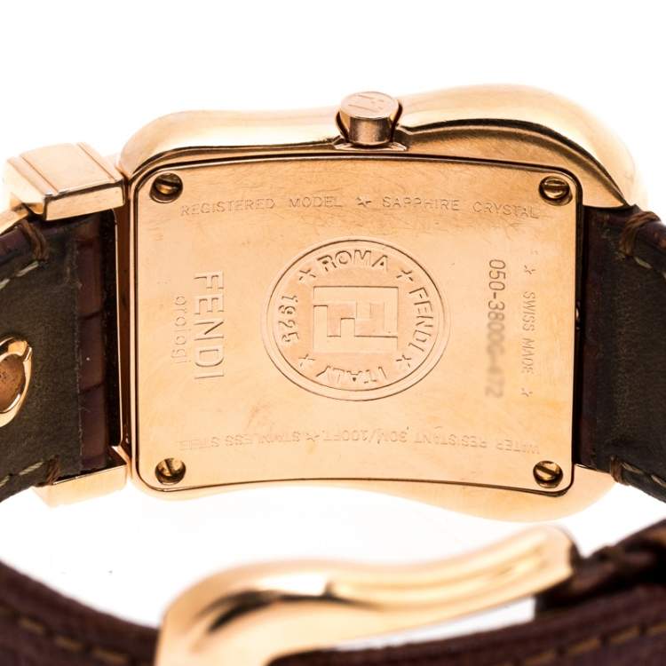 Pre Owned Fendi Black Rose Gold Plated Stainless Steel B.Fendi 3800G Women's Wristwatch 32MM
