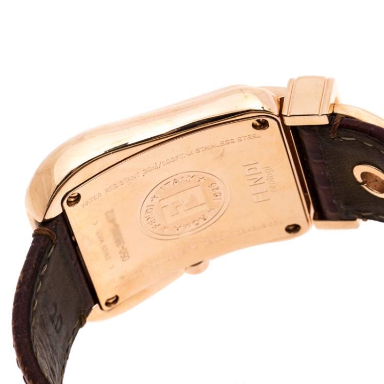 Pre Owned Fendi Black Rose Gold Plated Stainless Steel B.Fendi 3800G Women's Wristwatch 32MM