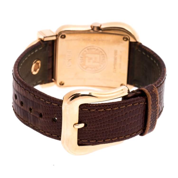 Pre Owned Fendi Black Rose Gold Plated Stainless Steel B.Fendi 3800G Women's Wristwatch 32MM