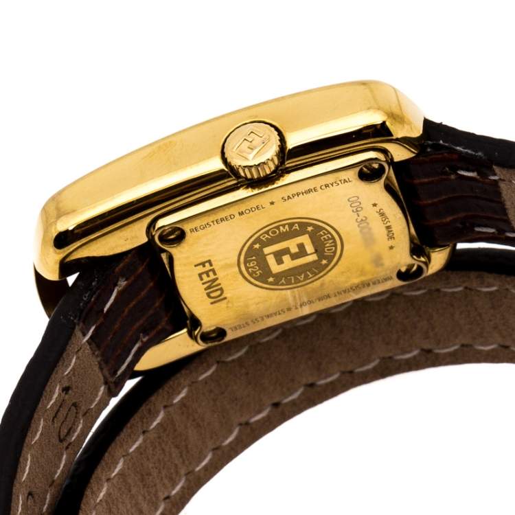Pre Owned Fendi Yellow Gold Plated Stainless Steel Double Wrap 30000L Women's Wristwatch 18 mm