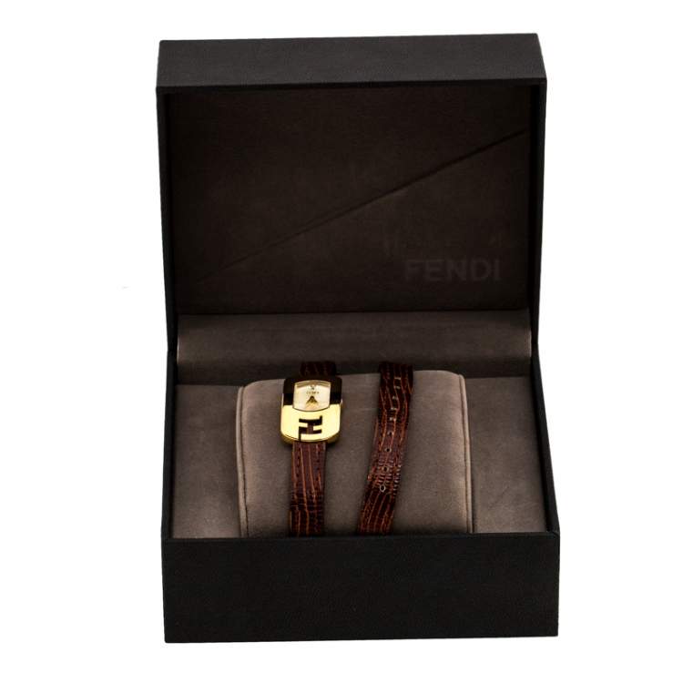Pre Owned Fendi Yellow Gold Plated Stainless Steel Double Wrap 30000L Women's Wristwatch 18 mm