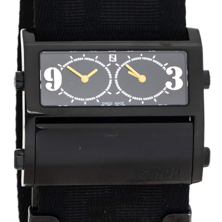 Pre Owned Fendi Black PVD Coated Stainless Steel Zip Code 1170G Women's Wristwatch 45.50 mm