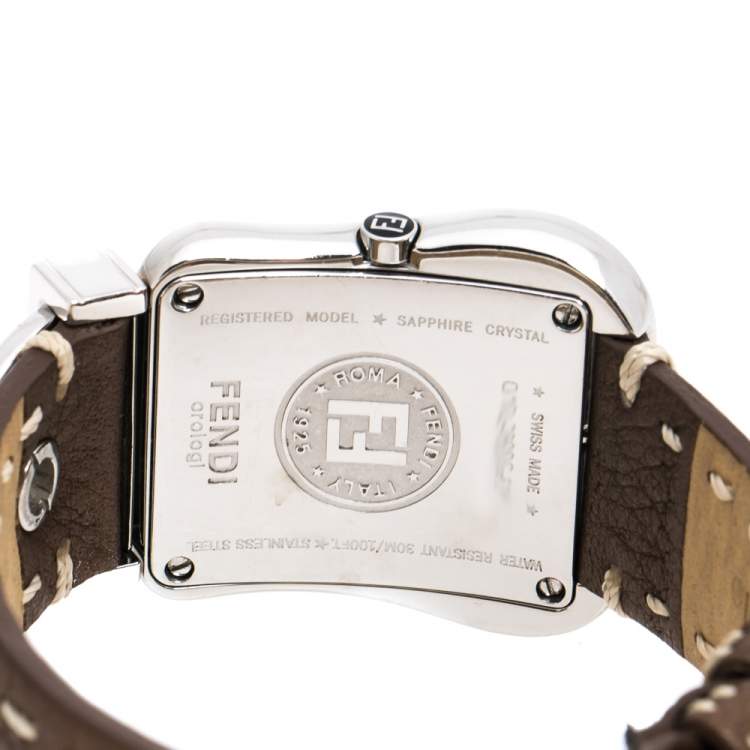 Pre Owned Fendi Mother of Pearl Stainless Steel Diamond B.Fendi 3800G Women's Wristwatch 33 mm