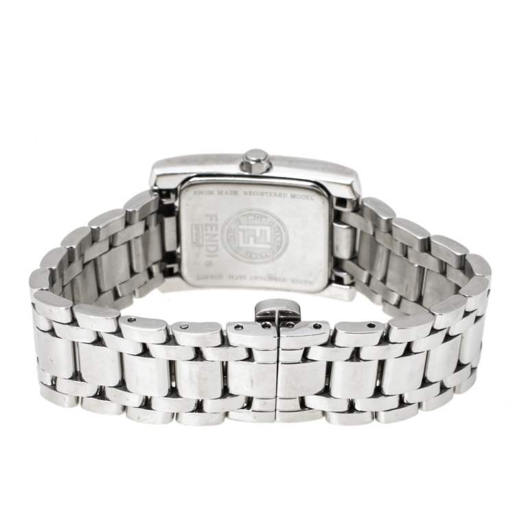 Pre Owned Fendi White Stainless Steel Diamond Orologi 7000L Women's Wristwatch 21 mm