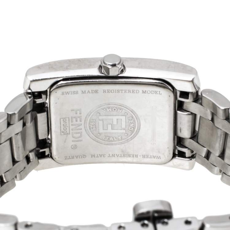 Pre Owned Fendi White Stainless Steel Diamond Orologi 7000L Women's Wristwatch 21 mm