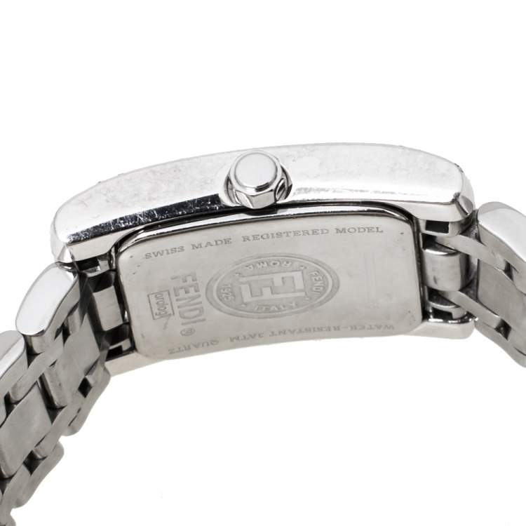 Pre Owned Fendi White Stainless Steel Diamond Orologi 7000L Women's Wristwatch 21 mm