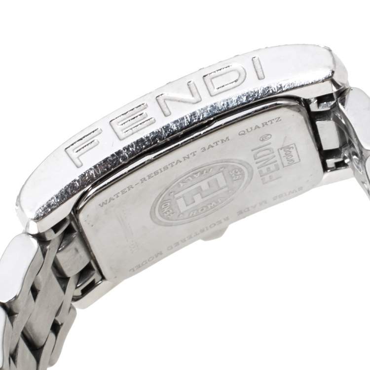 Pre Owned Fendi White Stainless Steel Diamond Orologi 7000L Women's Wristwatch 21 mm