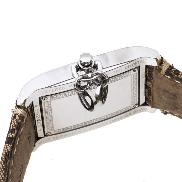 Pre Owned Fendi Mother Of Pearl Stainless Steel Canvas 7100M Women's Wristwatch 27 mm