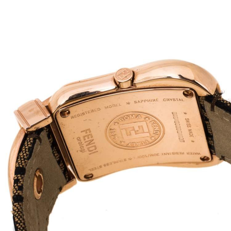 Pre Owned Fendi Mother of Pearl Gold Plated Stainless Steel and Canvas B.Fendi 3800G Women's Wristwatch 33 mm